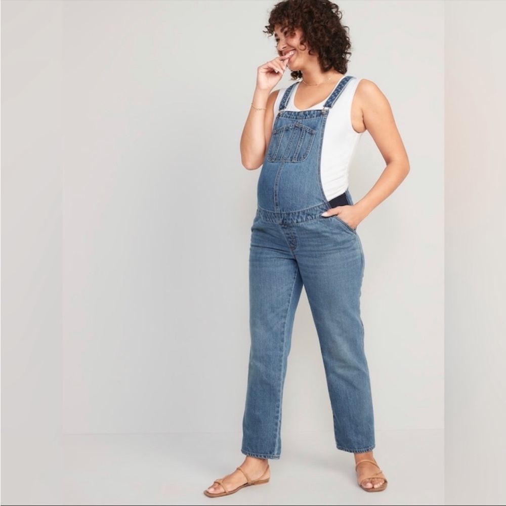 Old Navy Maternity Slouchy Straight Denim Overalls 12L